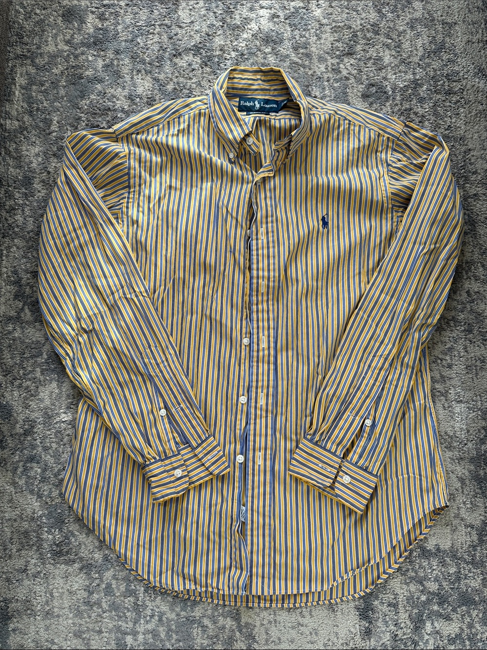 Ralph Lauren Striped Button-Down Shirt in Yellow and Blue